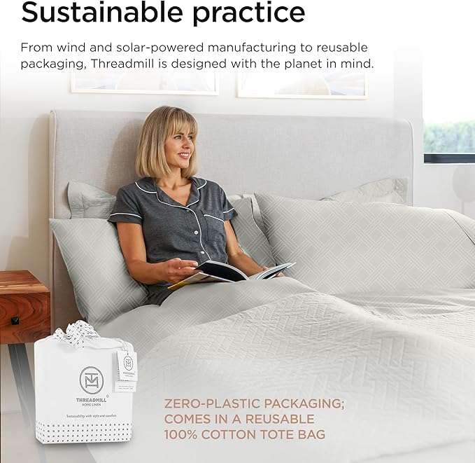 Threadmill Standard Size Pillow Cases - 800 Thread Count Jacquard Celine Light Grey - 100% Pure Cotton 2 Piece Cover Set - Fits Standard & Queen Size - ELS Silky Soft Protectors