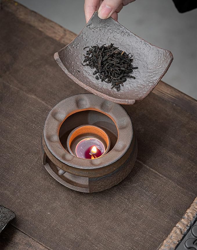 Ceramic Aromatherapy Burner, Nature's Wellness Aromatherapy Kit, Essential Oil Fragrance Diffuser with Tealight Holder, Zen Palo Santo Burner, Tea Light Candle Teapot Warmer for Home Office (1pcs)