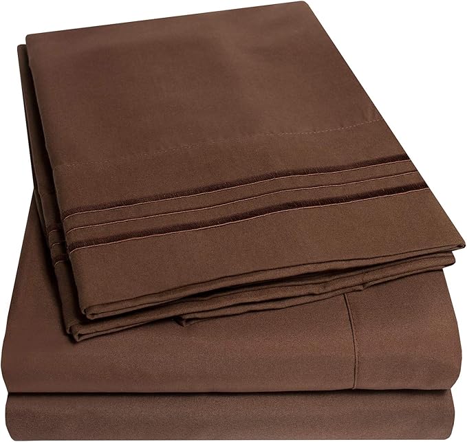 1500 Supreme Collection Twin XL Sheet Sets Brown - 3 Piece Bed Sheets and Pillowcase Set for Twin XL Mattress - Extra Soft, Elastic Corner Straps, Deep Pocket Sheets, Twin XL Brown