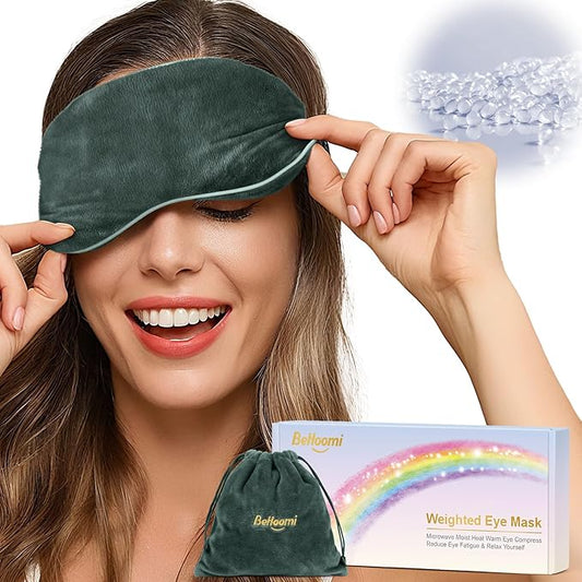 BeHoomi Heated Eye Mask, Weighted Sleep Mask Warm Compress for Eyes, Cooling Eye Mask for Sleeping, Reusable Eye Masks for Home, Office, Hot and Cold for Eye Relaxation, Mothers Day Gifts (Grey)