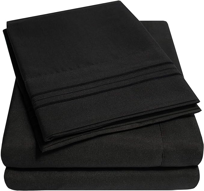 1500 Supreme Collection King Sheet Sets Black - Luxury Hotel Bed Sheets and Pillowcase Set for King Mattress - Extra Soft, Elastic Corner Straps, Deep Pocket Sheets, King Black