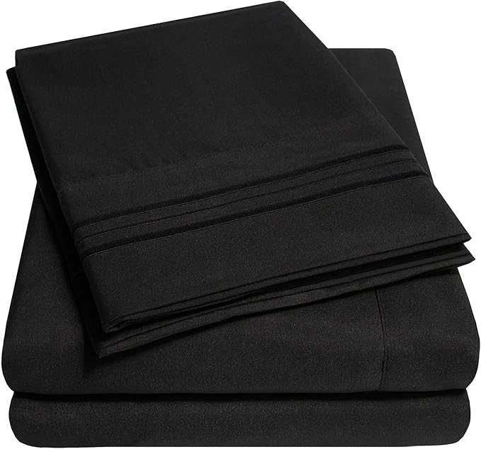 1500 Supreme Collection California King Sheet Sets Black - Luxury Hotel Bed Sheets and Pillowcase Set for California King Mattress - Extra Soft, Elastic Corner Straps, Deep Pocket Sheets Black