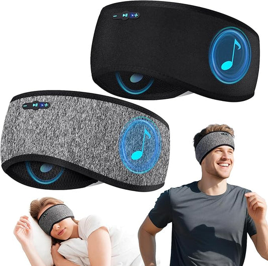 2 Pack Sleep Headphones Bluetooth 6.0 Headband, 20Hr Headband Headphones with HD Stereo Speakers, Sports Wireless Earphones for Side Sleepers Workout Yoga Travel Meditation, Gifts for Women Men
