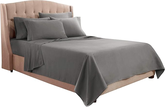 Clara Clark Full Sheets, 6 Piece Set - Hotel Luxury Bed Sheets, Super Soft Bedding Set, Full Size, Charcoal Gray