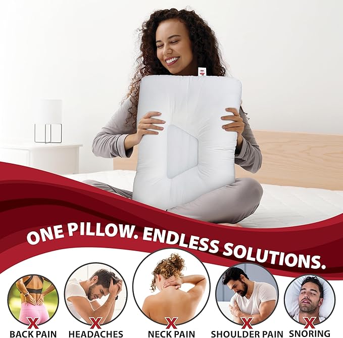 Core Products Tri-Core Cervical Support Pillow – Gentle (Medium Firmness) Orthopedic Neck Pillow for Pain Relief, Back and Side Sleepers – Ergonomic Contour Pillow – Assembled in USA, Petite Size