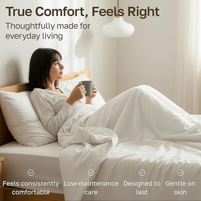 California Design Den Soft 100% Cotton Full Sheet Set, 400 Thread Count Good Housekeeping Award Winner, Silky Smooth Sateen Weave with Deep Pockets, Breathable and Durable Cotton Bedding Set - White