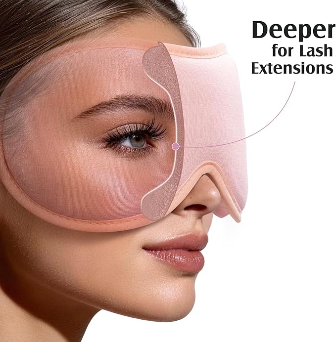 YFONG Sleep Mask for Lash Extensions, Bamboo Viscose & 100% Blackout Eye Mask for Sleeping Women Men, Soft 3D Contoured Zero Eye Pressure Blindfold for Travel, Breathable & Adjustable Eye Cover, Pink