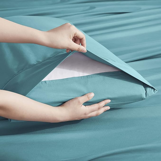 Nestl Extra Deep Full Sheet Set - 6 Piece Breathable & Cooling Sheets - Hotel Luxury Bedding Set w/18-24 Inch Deep Pockets - Easy & Secure Fit - Super Soft, Wrinkle Free & Comfy - Teal