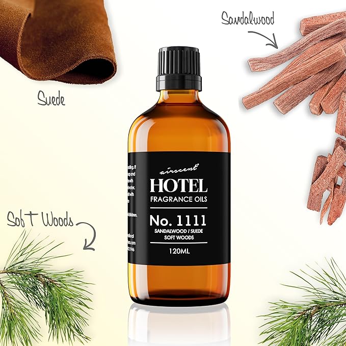AirScent My Way Diffuser Oil No. 1111 Inspired by the 1 Hotel Miami Scent - Sandalwood Suede Soft Woods - Fragrance Oil for Ultrasonic and Waterless Diffusers and Crafting - 30 mL, 1 fl oz Bottle