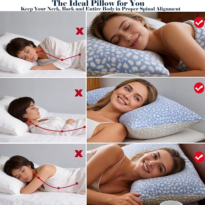 Firm Memory Foam Bed Pillows Standard Size Set of 2,Adjustable Cooling Side Sleeper Pillow,Hotel Collection Breathable Support, Washable Cover with Zipper,Home Gifts