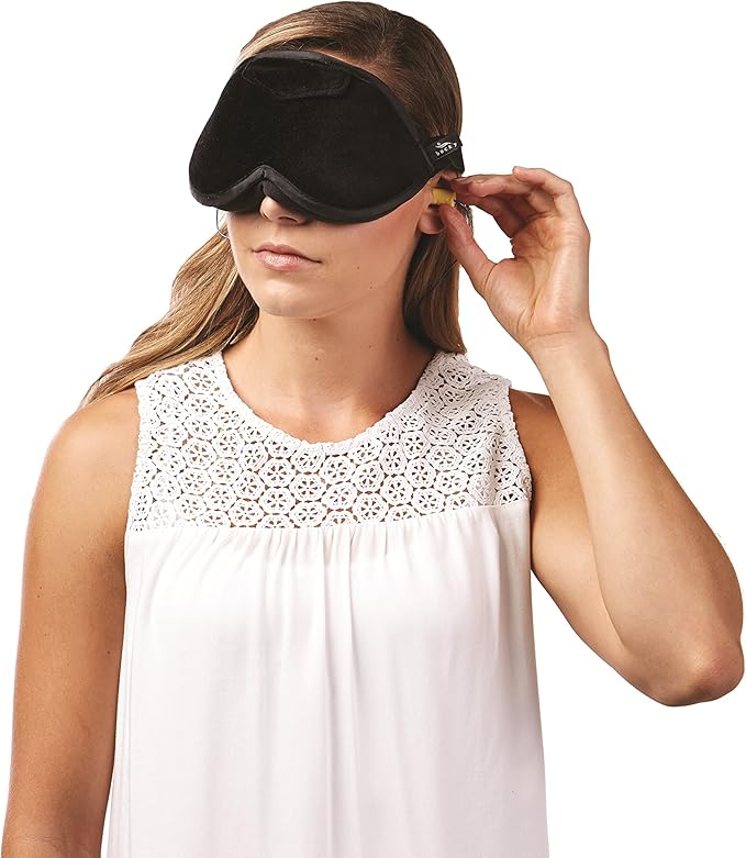 Block Out Lightweight Sleep Eye Shade with Earplugs, Navy , 0.15 Pound