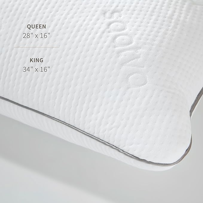 Saatva Graphite Memory Foam Cooling Pillow - 1 Pack, Queen (28" x16) - Contoured Support for Side & Back Sleepers - Standard Loft (4"-5") - Removable Machine-Washable Cotton Knit Cover