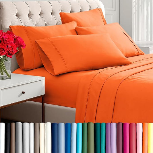 Bare Home Microfiber Sheet Set with Additional Pillowcase, Twin XL Orange
