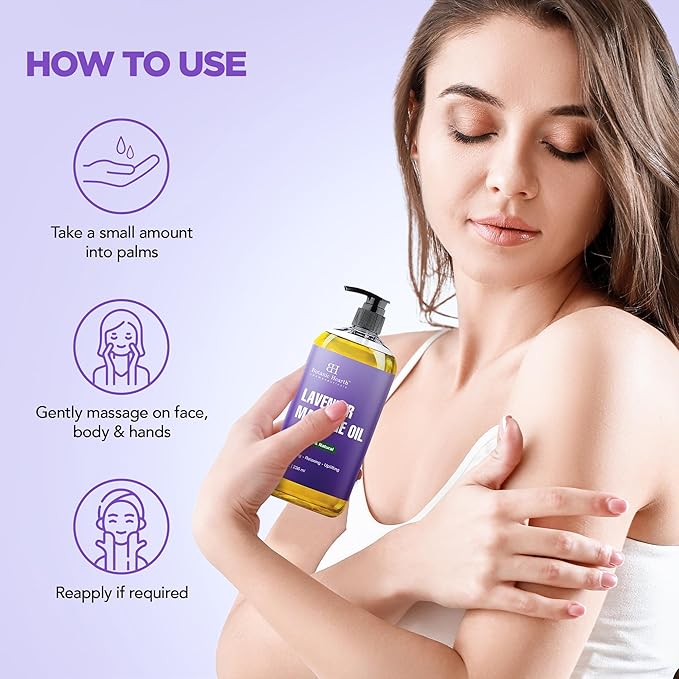 Botanic Hearth Massage Oil |Refreshing, Relaxing Massage Oils for Muscle Relaxing & Joint Comfort | Made with Natural Oils | for All Skin Types, for Men & Women | Lavender Oil 8 Fl Oz