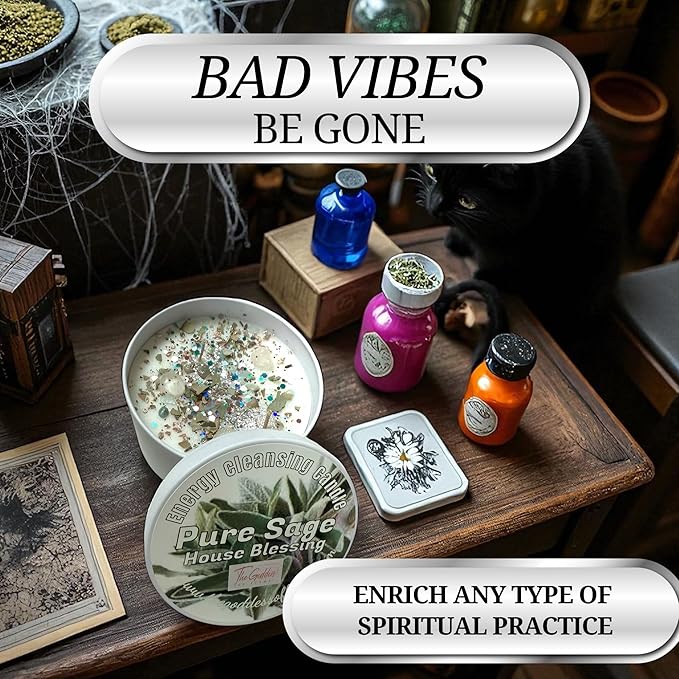 White Sage Candle | Energy Cleansing | Cleansing House Negative Energy Smudge Kit | Soy Wax Natural Clean Organic Non Toxic - Aromatherapy Spiritual Meditation Gifts | Long Lasting (Large 14oz)