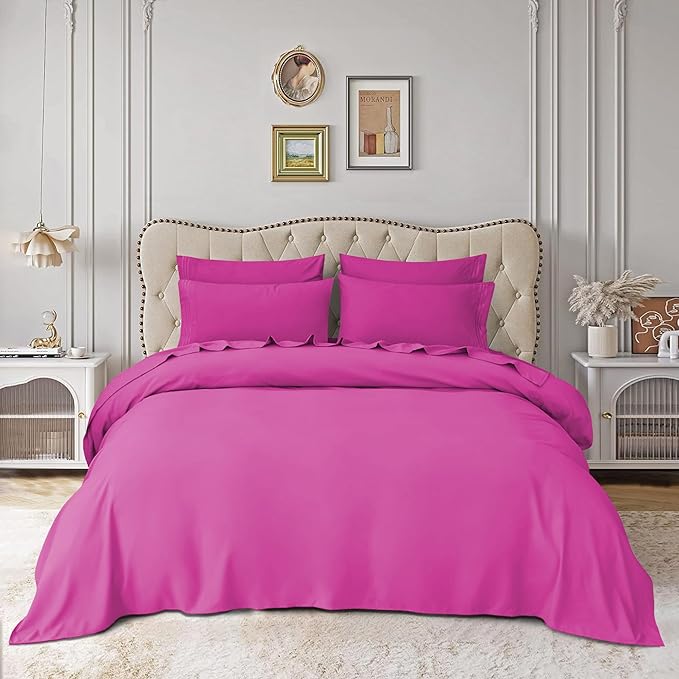Mocassi Luxury Twin 4-Piece Sheet Set - 1800 Premium Hotel Quality - Easy-Fit, Wrinkle, Fade Resistant Bed Sheets and Pillowcases - All Around Elastic Fitted Sheet, Deep Pocket, Pink
