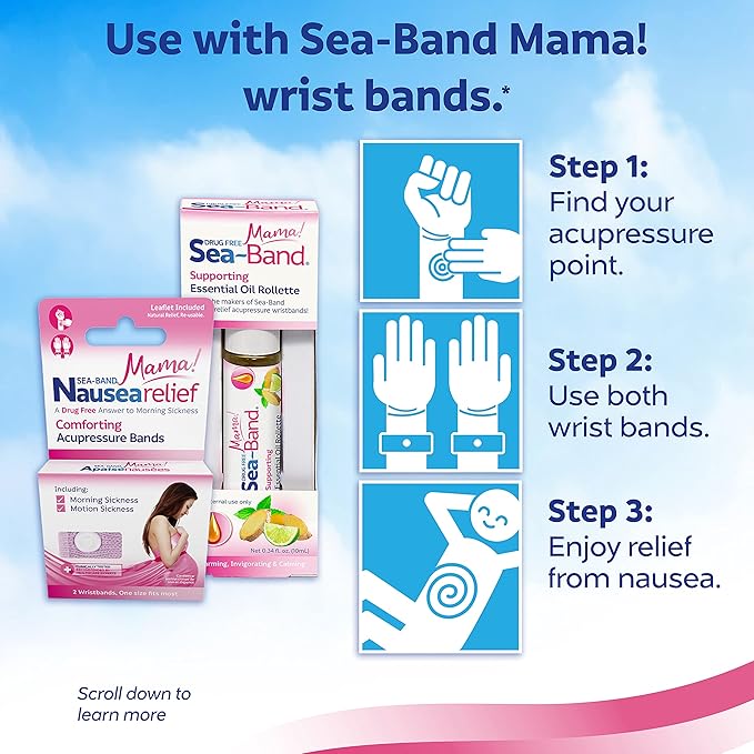 Sea-Band Mama! Essential Oil Calming Aromatherapy Rollette for Morning Sickness Relief