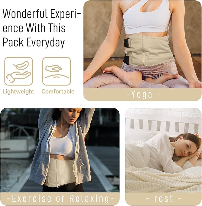 Langsprit Castor Oil Pack Wrap, Cotton Castor Oil Packs for Liver Detox,Reusable Castor Oil Pads Pack Compress for Stomach,Castor Oil Packs Body kit Beige L