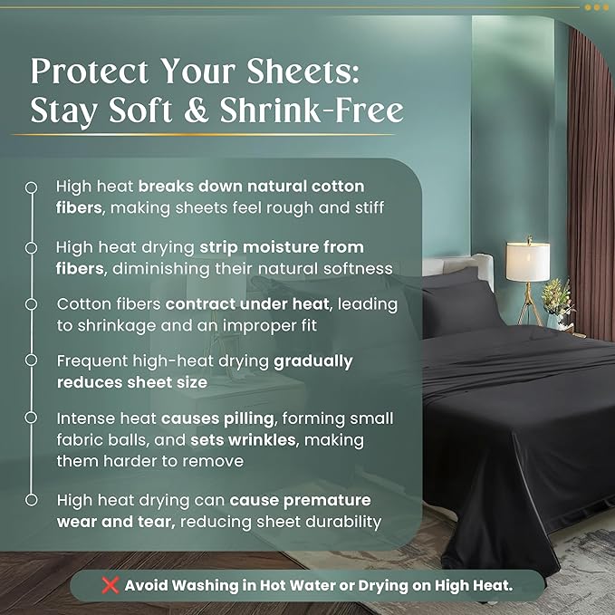 100% Cotton Sheets California King Size Sheets Set with Fitted Sheet & Pillowcase Sets, 800TC Sateen Weave 4PC 15" Deep Pocket CalKing Sheet Set, Soft & Comfy Luxury Bedding - Charcoal