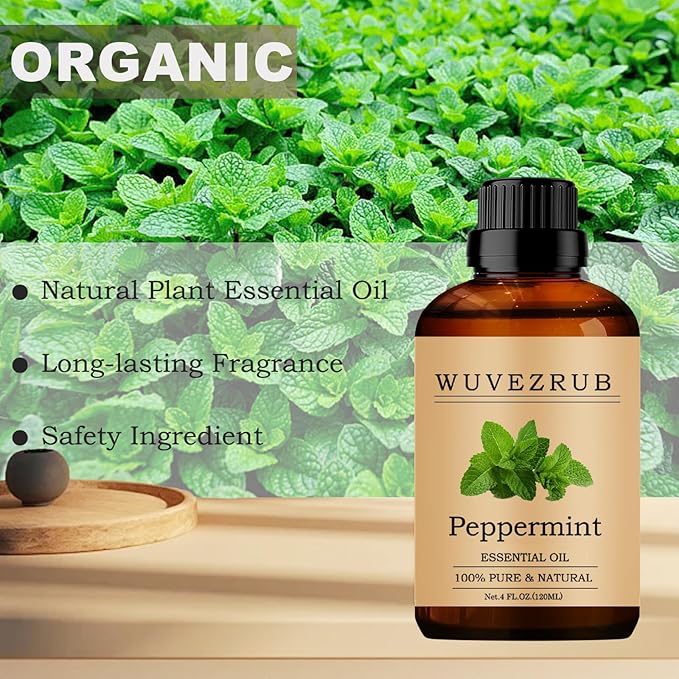 Peppermint Essential Oil, 120ML Pure and Natural for Aromatherapy Diffuser - 4 Fl Oz