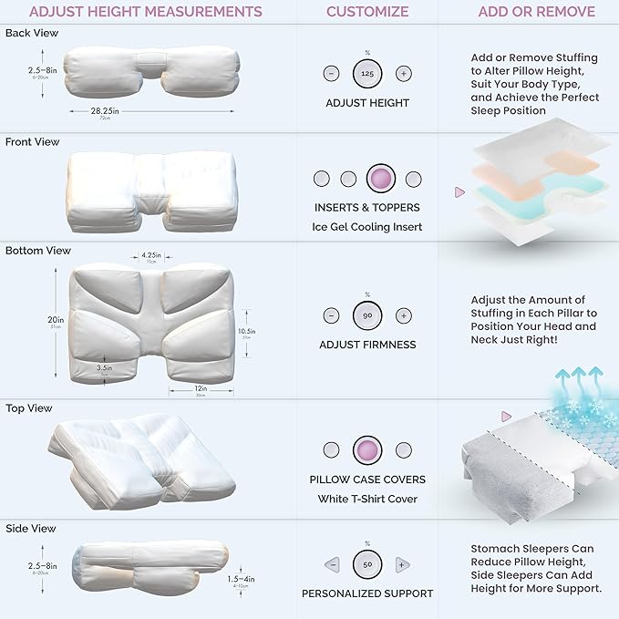 Wife Pillow Side Sleeper Pillow with Arm Hole for Shoulder Pain Relief, Arm Tunnel Design for Proper Neck & Spine Alignment, All-Night Comfort for Adults - Cooling Shredded Memory Foam