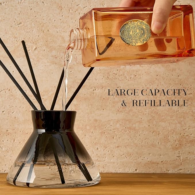 M&SENSE 10.14 oz Large Reed Diffuser Set | Ginger & Ylang Ylang Scent Oil Diffuser with Sticks | Hotel Collection Non-Toxic Essential Oil |for Bedroom Bathroom Living Room