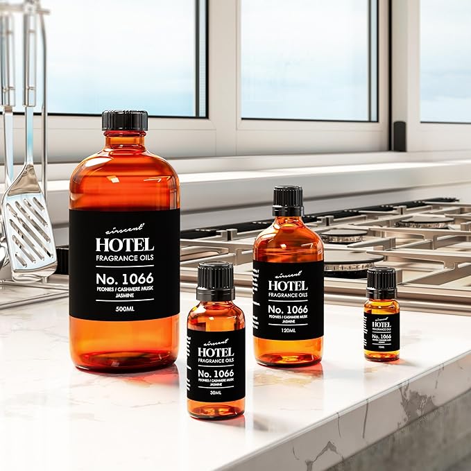 AirScent Hotel Diffuser Oil No. 1066 - Peonies Cashmere Jasmine - Premium Fragrance Oil for Ultrasonic and Waterless Diffusers and Crafting - 10 mL, 0.34 fl oz Glass Dropper Bottle