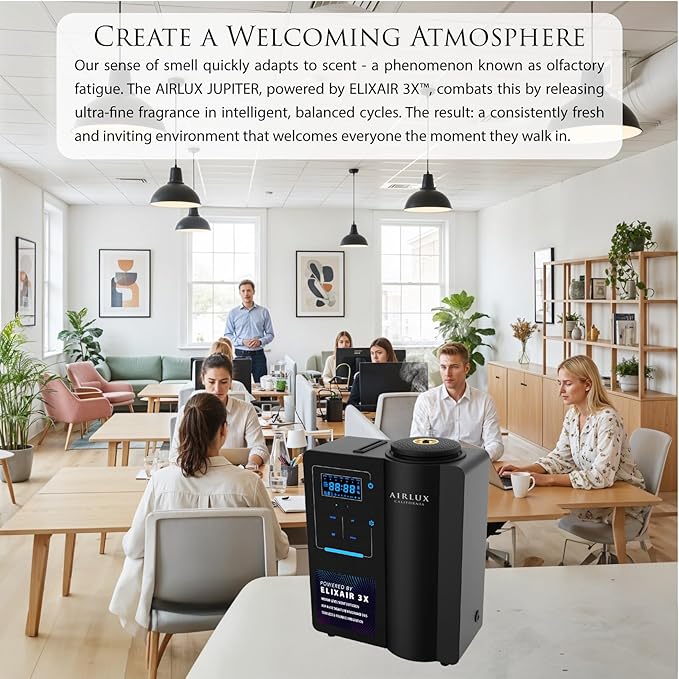 Jupiter 5000 Smart Scent Air Machine for Large Spaces, Hotel Scent Diffuser with Cold Air Elixair 3X Tech 1000ML, Up to 28.000 Sq. Ft, Waterless Oil Diffuser for Hotel, Office, Spa (Black)