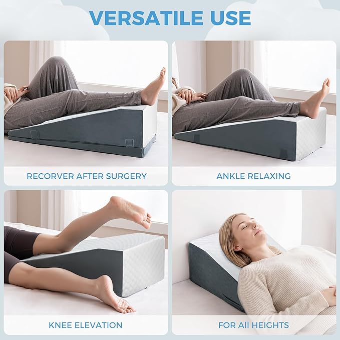 Ganondorf Leg Elevation Pillow, Premium Foam Leg Support Adjustable Wedge Pillow Relieves Joint Pain After Surgery Ergonomic Curve for Leg Support Promote Blood Circulation Single Leg