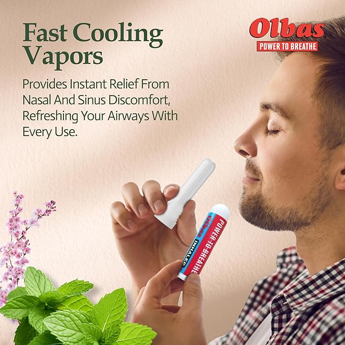 Olbas Inhaler Aromatherapy, Essential Oil Inhaler with Natural Oils, 0.01 Oz, 1 Pack, Pocket Sized Nasal Inhaler Stick for Clear Breathing and Sinus Relief