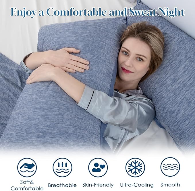 CHOSHOME Cooling Pillow Cases Zipper Pillow Covers Q-Max > 0.45 Zippered Pillowcases for Hot Sleepers, Soft, Breathable, Skin-Friendly, 4 Pack (Standard, 20"x26", Blue)