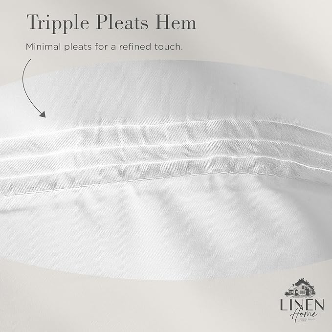 Linen Home 100% Cotton Percale Triple Pleat Hem Pillowcases Queen/Standard Size, White, 2 Pieces of Pillow Case, Crisp and Cool Strong Bed Linen, 20 inches X 30 inches