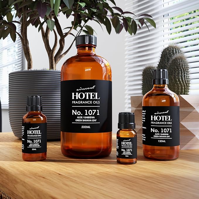 AirScent Hotel Diffuser Oil No. 1071 - Aloe, Gardenia, Green Banana Leaf - Premium Fragrance Oil for Ultrasonic and Waterless Diffusers and Crafting - 30 mL, 1 fl oz Glass Dropper Bottle