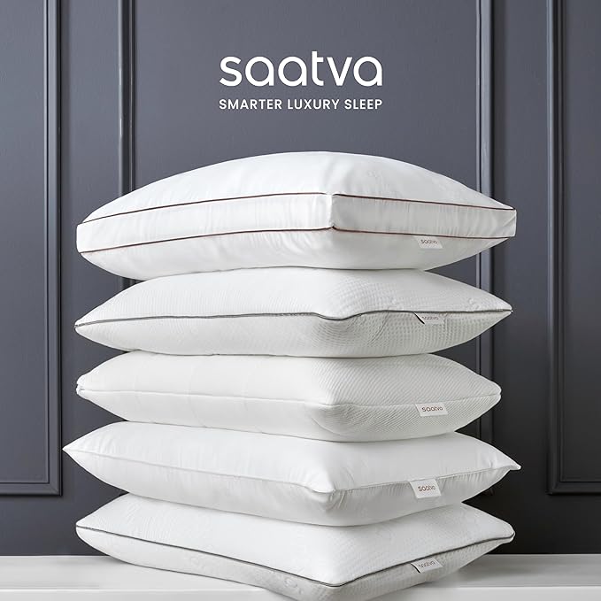 Saatva Graphite Memory Foam Cooling Pillow - 1 Pack, Queen (28" x16) - Contoured Support for Side & Back Sleepers - Standard Loft (4"-5") - Removable Machine-Washable Cotton Knit Cover