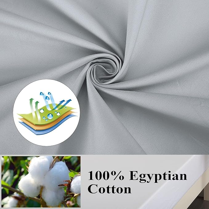 4 Pack 100% Egyptian Cotton Standard Pillow Protector with Hidden Zipper, 400 Thread Count Pillow Covers, Sateen Weave Cooling Bed Pillow Cases, Soft Breathable Non Noisy Easy Care (Gray)