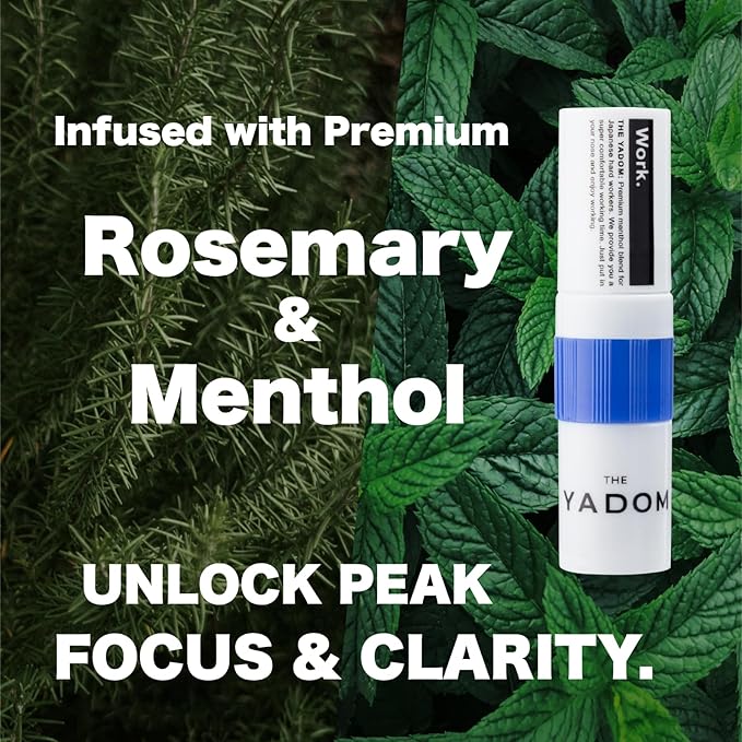Essential Oil Nasal Inhaler Stick – Aromatherapy for Focus, Energy & Sinus Congestion Relief – Natural Menthol, Peppermint & Eucalyptus – Pocket-Sized Thai YADOM Cooling Vapor (3 Pack)