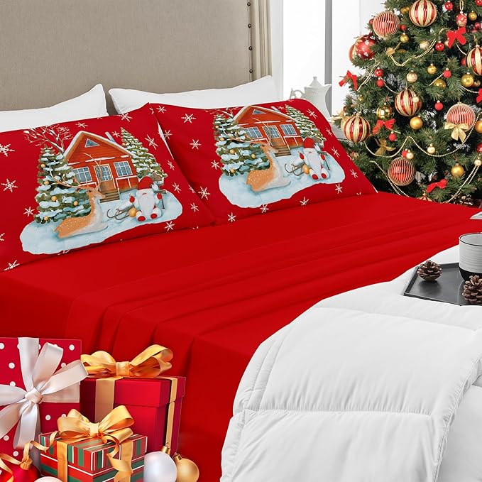 YIYEA Christmas Standard Pillow Cases Set of 2, Ultra Soft Double Brushed Microfiber Pillowcases Standard, Christmas Bed Pillow Covers, Fade Resistant, Easy Slip-On (20"x26")