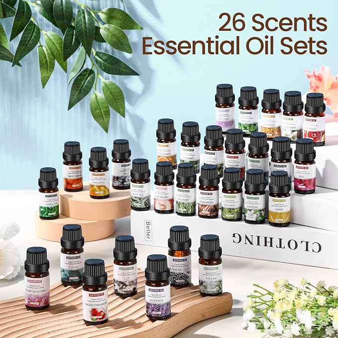 Nuanchu 52 Pcs Essential Oils Set 10ml Fragrance Oil Aromatherapy Kit for Diffuser Humidifier Aromatherapy-Oils for Candle Making