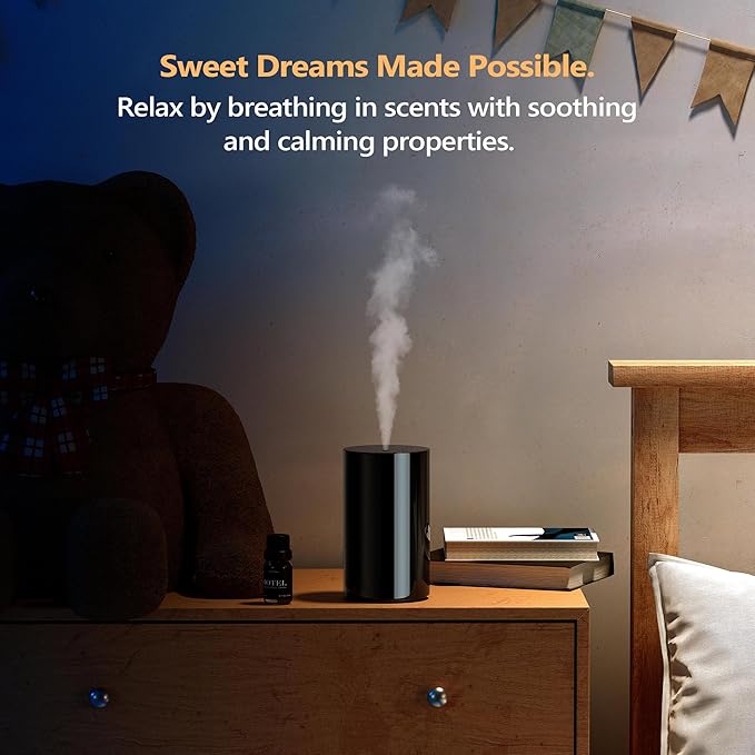 Airversa Waterless Essential Oil Diffuser Starter Kit with 2x20mL Luxury Hotel Fragrance Oils for Home Car Office, Battery Operated Mini Scent Air Machine Portable Diffuser, Gift for Mom, Black Kit