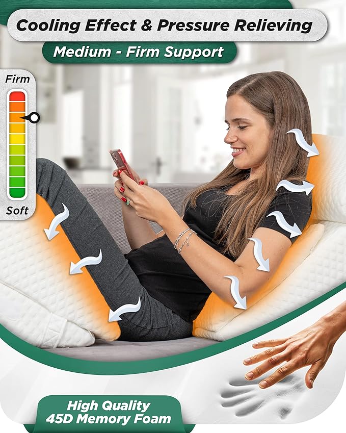 Lunix LX13 6-Piece Post-Surgery Recovery System, Orthopedic Bed Wedge Pillow Set for Tummy Tuck & Back Comfort, Zero-Gravity Memory Foam, Pebble White