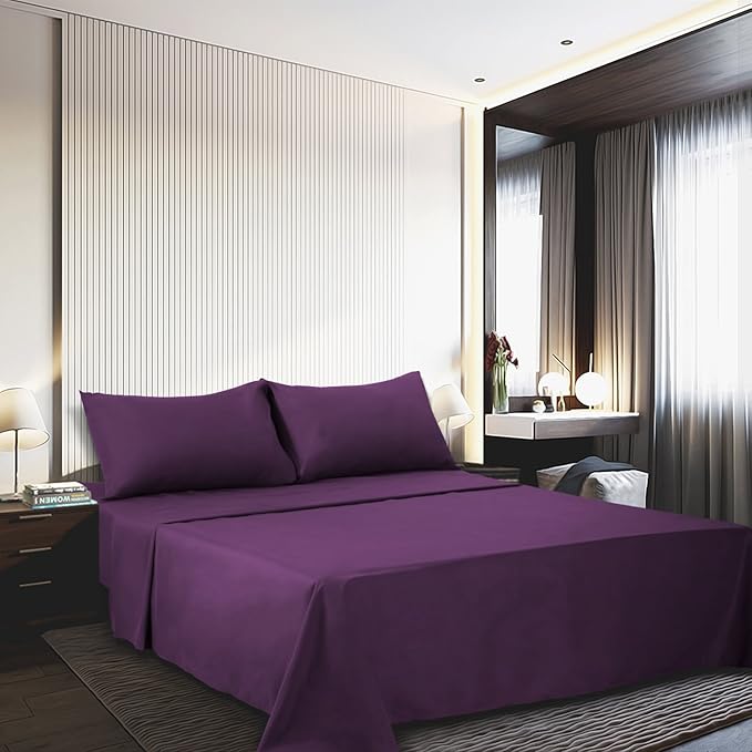 Best Season Twin Size Sheet Set - 3 Piece Set(Twin,Purple),100% Brushed Microfiber 1800 Luxury Bedding,Hypoallergenic,Soft & Fade Resistant