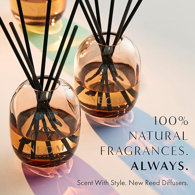 NEOM Happiness Reed Diffuser, 100ml | Neroli, Mimosa & Lemon I Lasts 12 Weeks I Pure Essential Oils I 100% Natural I Refillable & Reusable