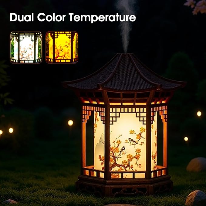 Aroma Diffuser, Lantern Diffuser Aroma & Night Light - 160ml 2-in-1 Humidifier with Dual Color Lights & 2 Mist Modes, Brown