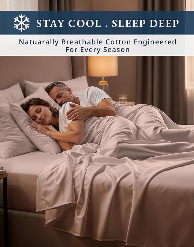 LANE LINEN Luxury 100% Egyptian Cotton Sheets California King Bed Set, Oeko-Tex Certified No Pill Fade Resistant Machine Washable Cotton Cooling Cal King Sheet Set - Sepia Rose