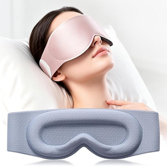 100% Blackout Weighted Sleep Mask - 3D Contoured Eye Mask for Sleeping, Zero Eye Pressure Design, Soft Breathable Fabric,Eye Cover for Bedtime Relaxation, Camping and Travel Nap,Pink