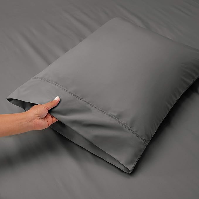 Nestl Twin XL Size Sheet Set, 3 Piece Extra Deep Pocket (18-24 inches), Microfiber, Hotel Luxury, Soft, Breathable, Wrinkle-Free, Easy to Care, Grey