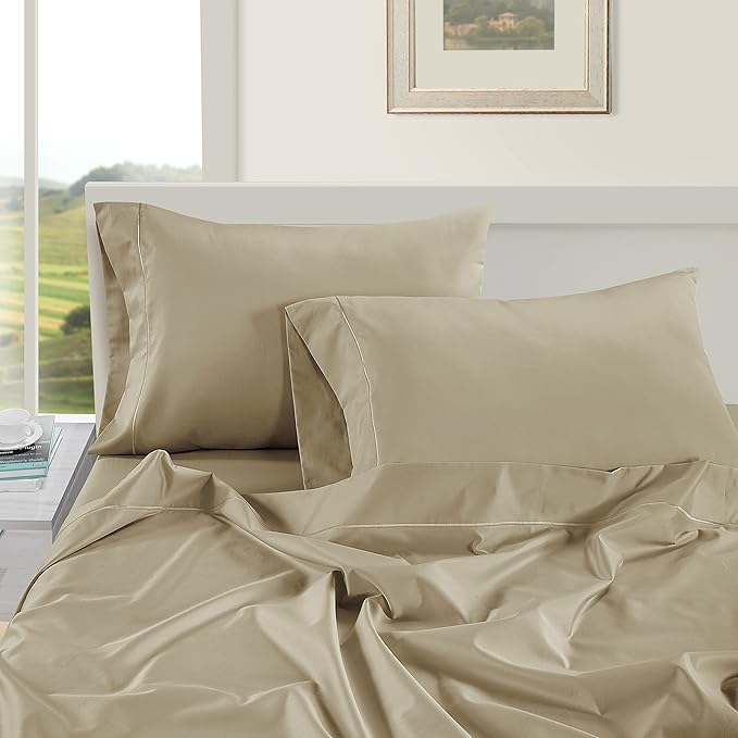 LANE LINEN Pillows Queen Size Set of 2 Soft 100% Egyptian Cotton Cool & Smooth Pillow Cases - Linen