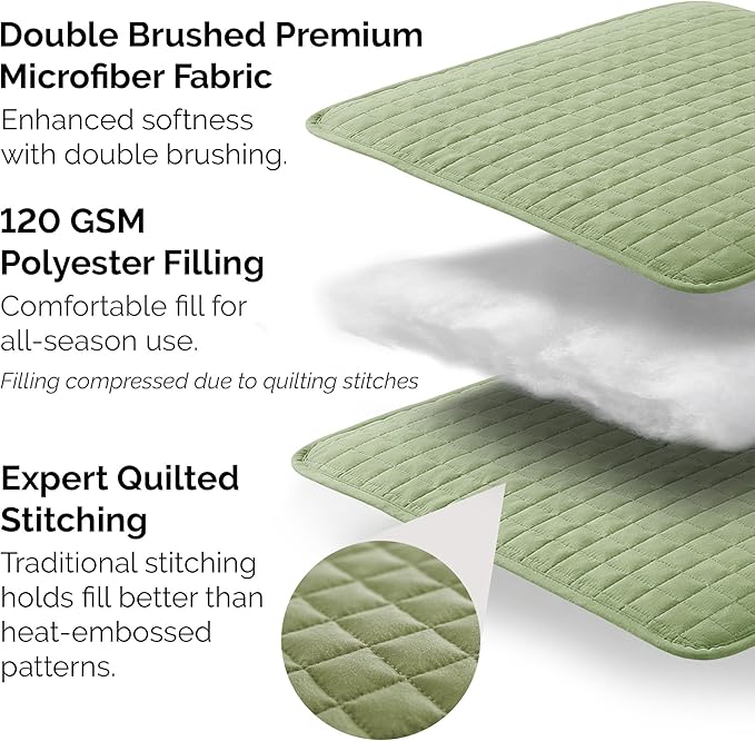 Southshore Fine Living, Inc. Bed Quilts Queen Size Set, Pet Hair Resistant Bedding, Soft Coverlet Queen Size, Full Quilt Set with 2 Pillow Shams, Lightweight Full Bedspread, Sage Green Quilt