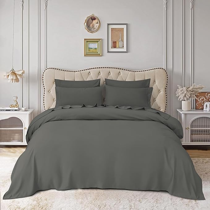 Mocassi Luxury Twin XL 4-Piece Sheet Set - 1800 Premium Hotel Quality - Easy-Fit, Wrinkle, Fade Resistant Bed Sheets and Pillowcases - All Around Elastic Fitted Sheet, Deep Pocket, Gray
