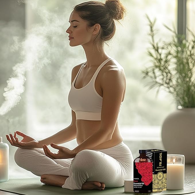 Rose Essential Oil, Rose Oil 4 Fl Oz 120ML for Diffuser Humidifier Yoga Cleaning DIY Candle Soap Making Valentine's Day Gift Essential Oils FRAOIL (Rose 4 Fl Oz (Pack of 1))